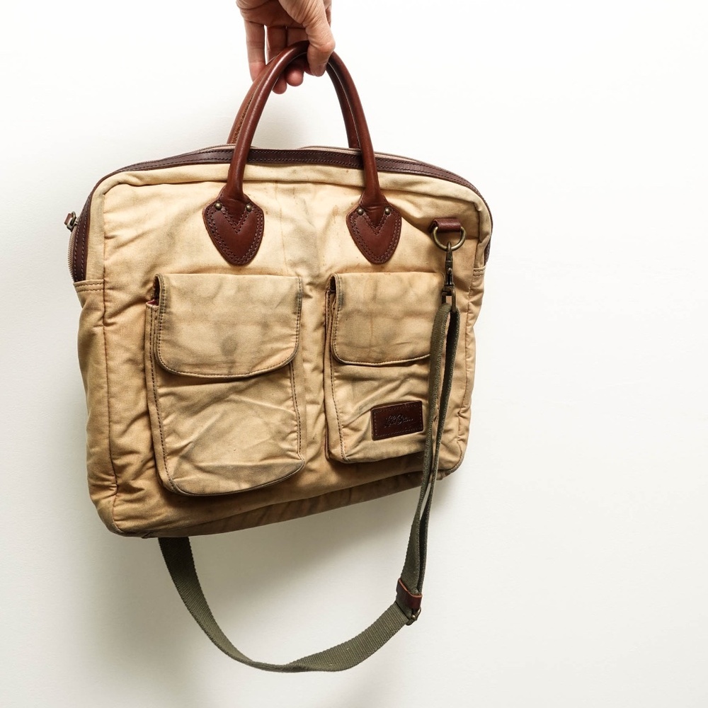 Rare Vintage L.L. Bean Naturally Aged And Distressed Blanket Tech Bag Briefcase - Picture 5 of 9